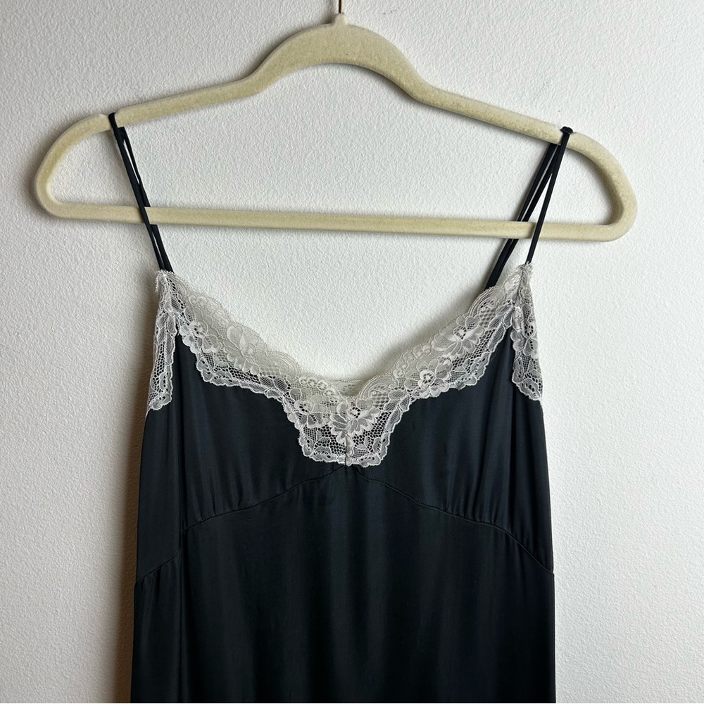 Aerie Off-Duty Satin Nightie slip dress lace size: M - Picture 3 of 13